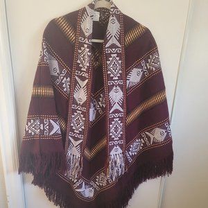 Vintage Pullover Poncho Southwest One Size Fits All